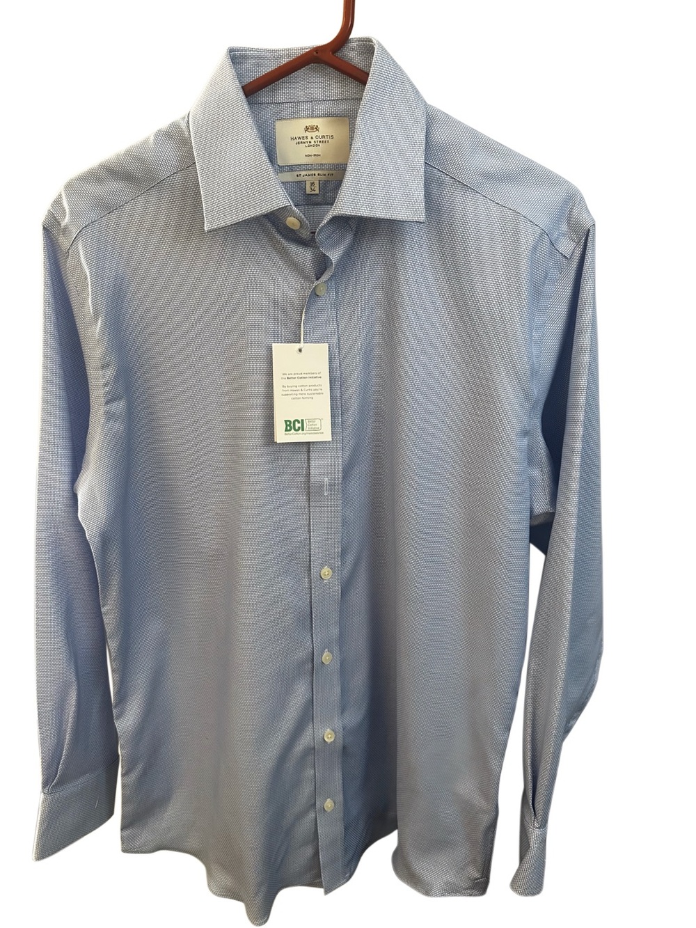 Hawes & Curtis Blue Textured Men's Dress Shirt slim fit